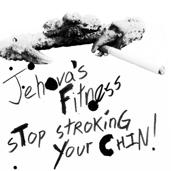On a white background, a jaunty angled black and white crab holds a cigarette. Below it, in messy, black ink, the band name and album title are daubed.